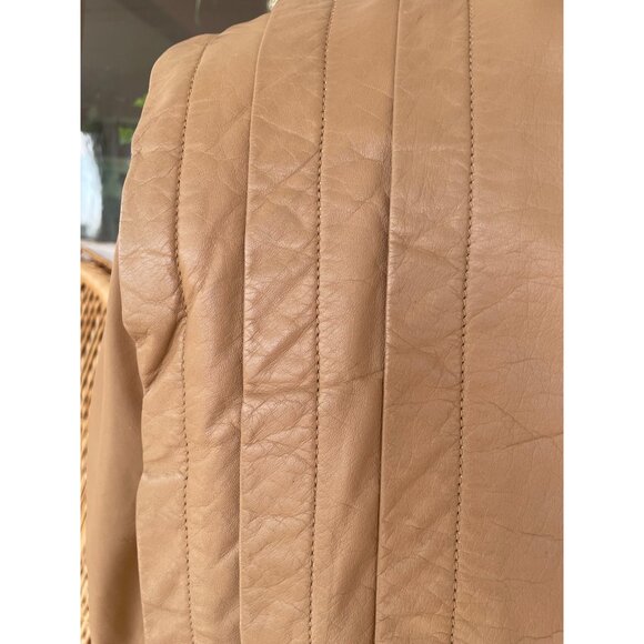 Vintage 1980s Sara International Womens Leather Tan Jacket Size 8 - Picture 15 of 16